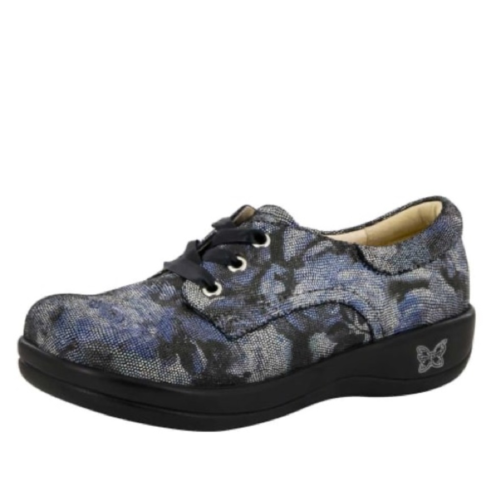 NWT Alegria Kimi PRO Stone Roses Textured Leather Black Lace-Up Clog Shoes